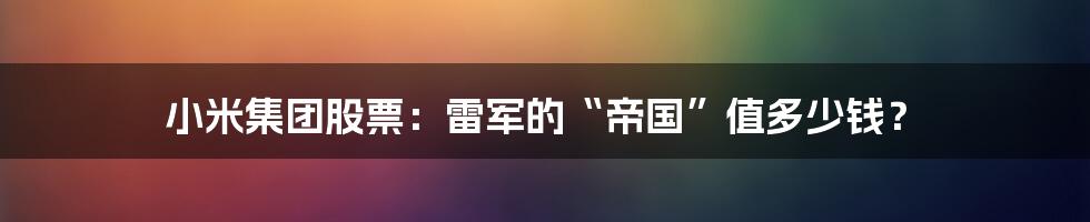 小米集团股票：雷军的“帝国”值多少钱？