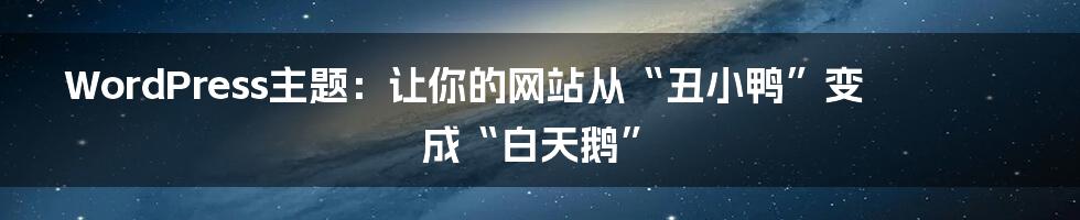 WordPress主题：让你的网站从“丑小鸭”变成“白天鹅”