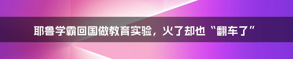 耶鲁学霸回国做教育实验，火了却也“翻车了”