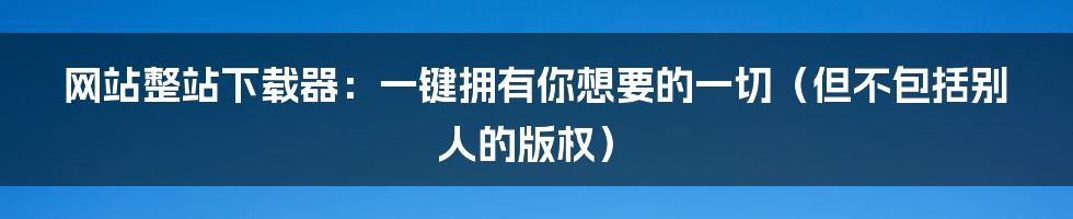 网站整站下载器：一键拥有你想要的一切（但不包括别人的版权）