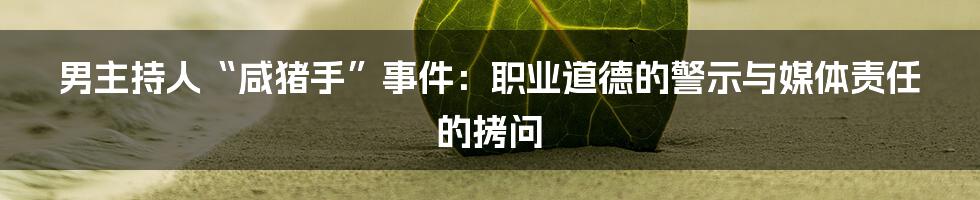 男主持人“咸猪手”事件：职业道德的警示与媒体责任的拷问