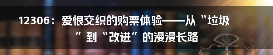 12306：爱恨交织的购票体验——从“垃圾”到“改进”的漫漫长路