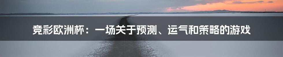 竞彩欧洲杯：一场关于预测、运气和策略的游戏