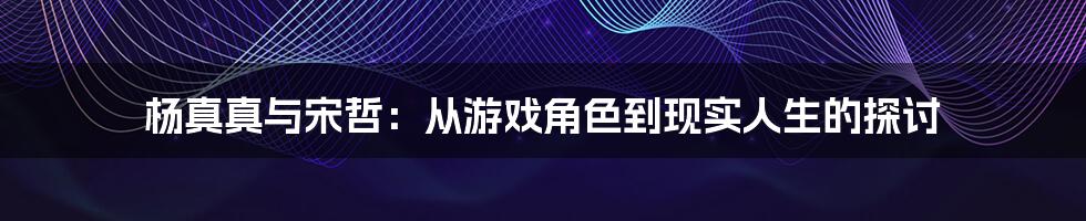 杨真真与宋哲：从游戏角色到现实人生的探讨