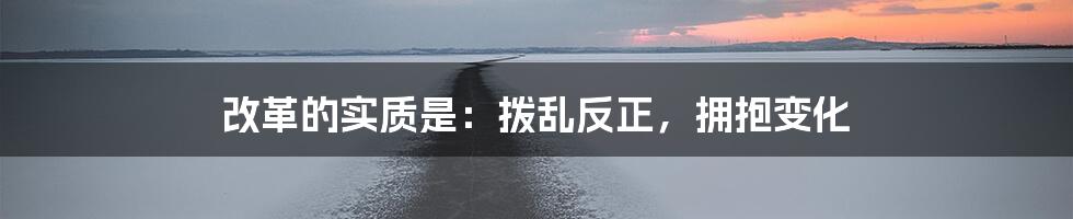 改革的实质是：拨乱反正，拥抱变化