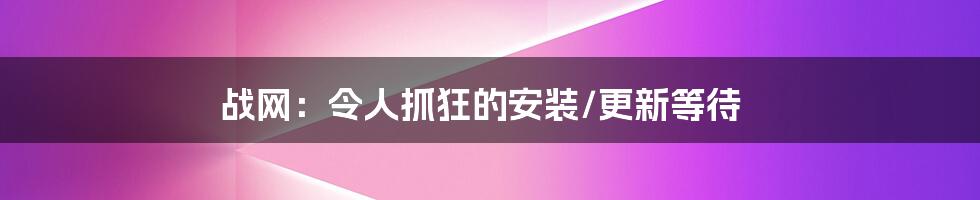 战网：令人抓狂的安装/更新等待