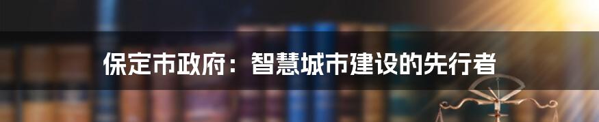 保定市政府：智慧城市建设的先行者