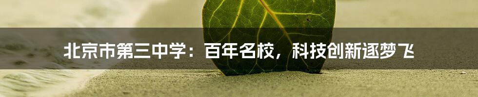 北京市第三中学：百年名校，科技创新逐梦飞