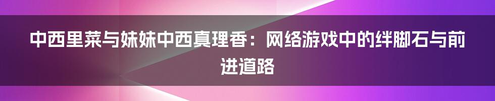 中西里菜与妹妹中西真理香：网络游戏中的绊脚石与前进道路