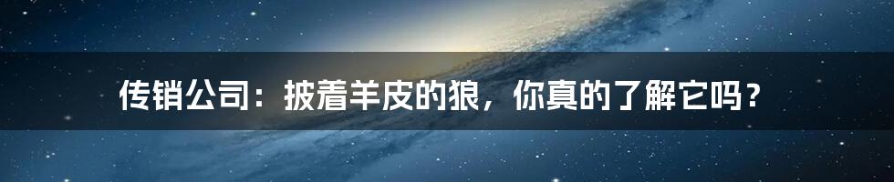 传销公司：披着羊皮的狼，你真的了解它吗？