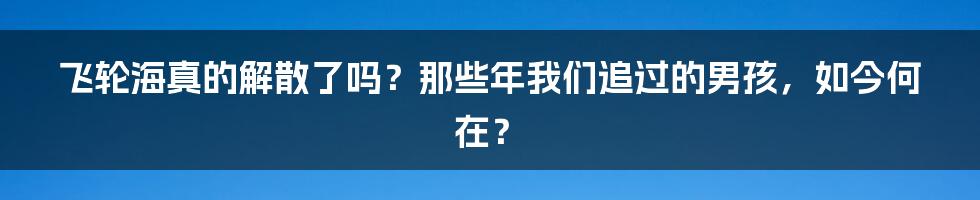 飞轮海真的解散了吗？那些年我们追过的男孩，如今何在？