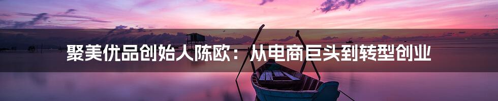 聚美优品创始人陈欧：从电商巨头到转型创业