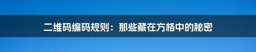 二维码编码规则：那些藏在方格中的秘密