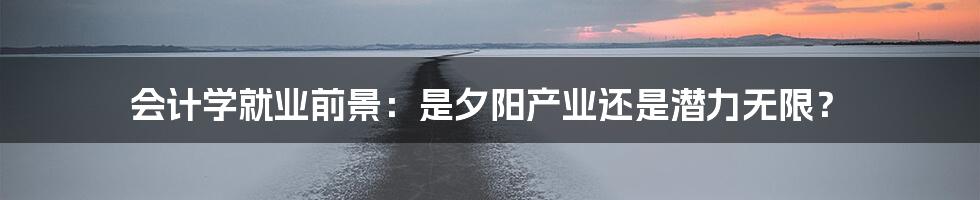 会计学就业前景：是夕阳产业还是潜力无限？