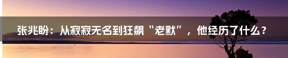 张兆盼：从寂寂无名到狂飙“老默”，他经历了什么？