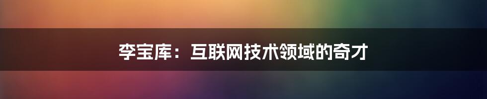 李宝库：互联网技术领域的奇才