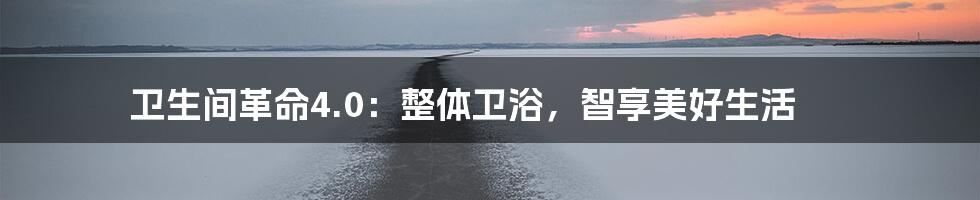 卫生间革命4.0：整体卫浴，智享美好生活