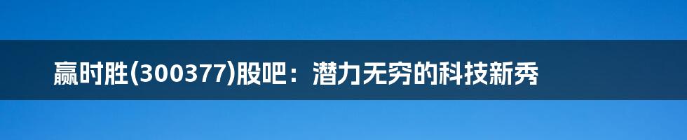 赢时胜(300377)股吧：潜力无穷的科技新秀