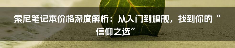 索尼笔记本价格深度解析：从入门到旗舰，找到你的“信仰之选”