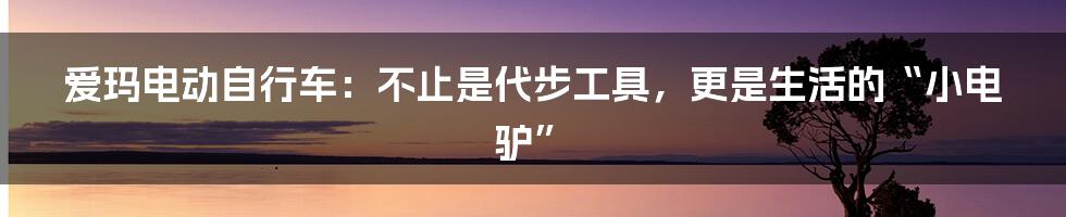 爱玛电动自行车：不止是代步工具，更是生活的“小电驴”