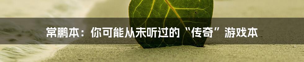 常鹏本：你可能从未听过的“传奇”游戏本