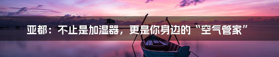 亚都：不止是加湿器，更是你身边的“空气管家”