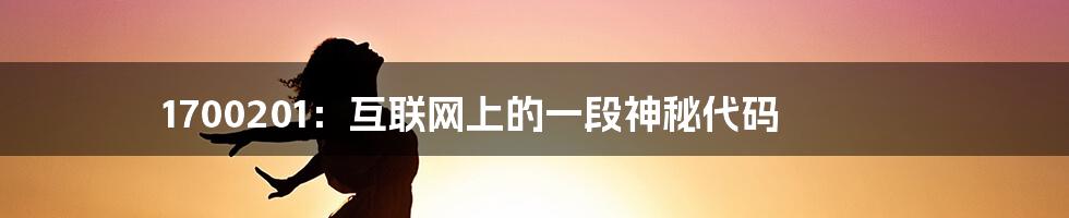 1700201：互联网上的一段神秘代码