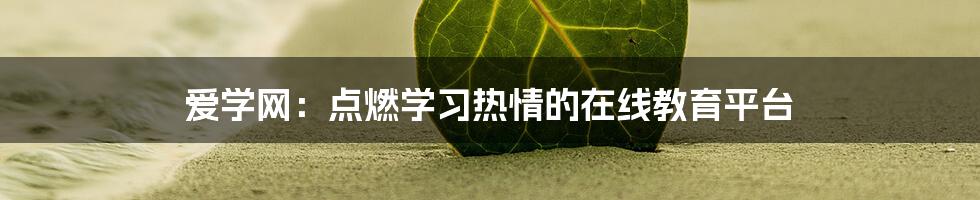 爱学网：点燃学习热情的在线教育平台