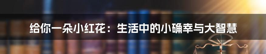 给你一朵小红花：生活中的小确幸与大智慧