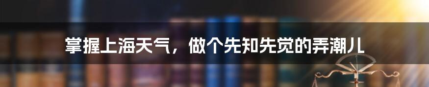 掌握上海天气，做个先知先觉的弄潮儿