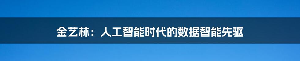 金艺林：人工智能时代的数据智能先驱