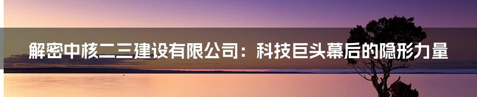 解密中核二三建设有限公司：科技巨头幕后的隐形力量