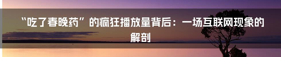 “吃了春晚药”的疯狂播放量背后：一场互联网现象的解剖