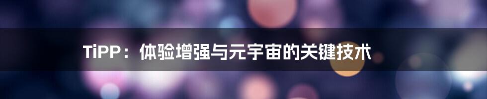 TiPP：体验增强与元宇宙的关键技术