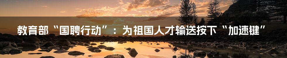 教育部“国聘行动”：为祖国人才输送按下“加速键”