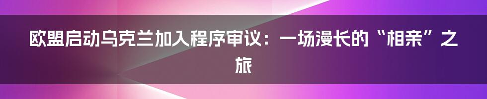 欧盟启动乌克兰加入程序审议：一场漫长的“相亲”之旅