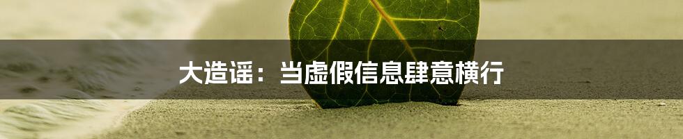 大造谣：当虚假信息肆意横行