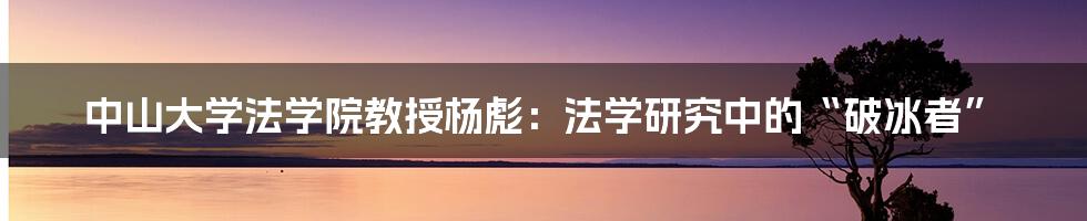 中山大学法学院教授杨彪：法学研究中的“破冰者”