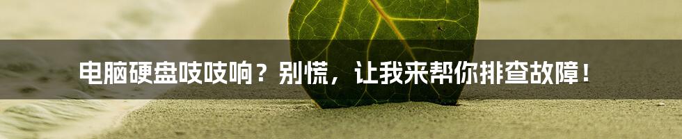 电脑硬盘吱吱响？别慌，让我来帮你排查故障！