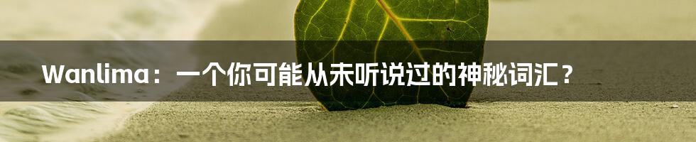 Wanlima：一个你可能从未听说过的神秘词汇？