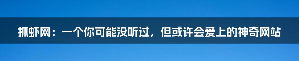 抓虾网：一个你可能没听过，但或许会爱上的神奇网站