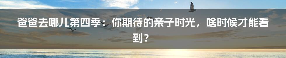 爸爸去哪儿第四季：你期待的亲子时光，啥时候才能看到？