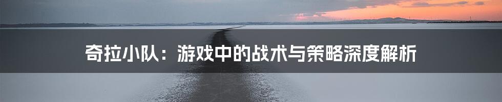 奇拉小队：游戏中的战术与策略深度解析