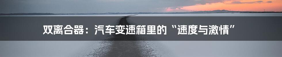 双离合器：汽车变速箱里的“速度与激情”