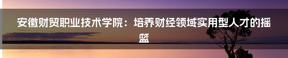 安徽财贸职业技术学院：培养财经领域实用型人才的摇篮