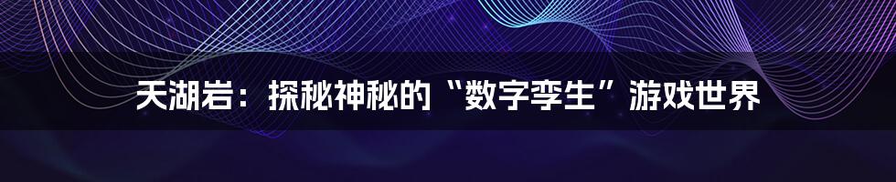 天湖岩：探秘神秘的“数字孪生”游戏世界