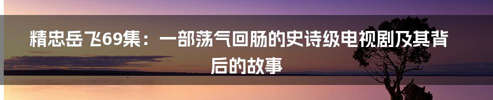 精忠岳飞69集：一部荡气回肠的史诗级电视剧及其背后的故事