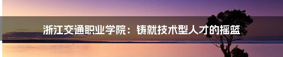 浙江交通职业学院：铸就技术型人才的摇篮