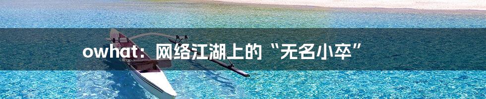 owhat：网络江湖上的“无名小卒”