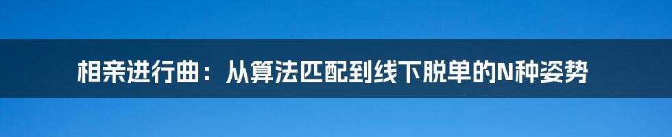 相亲进行曲：从算法匹配到线下脱单的N种姿势